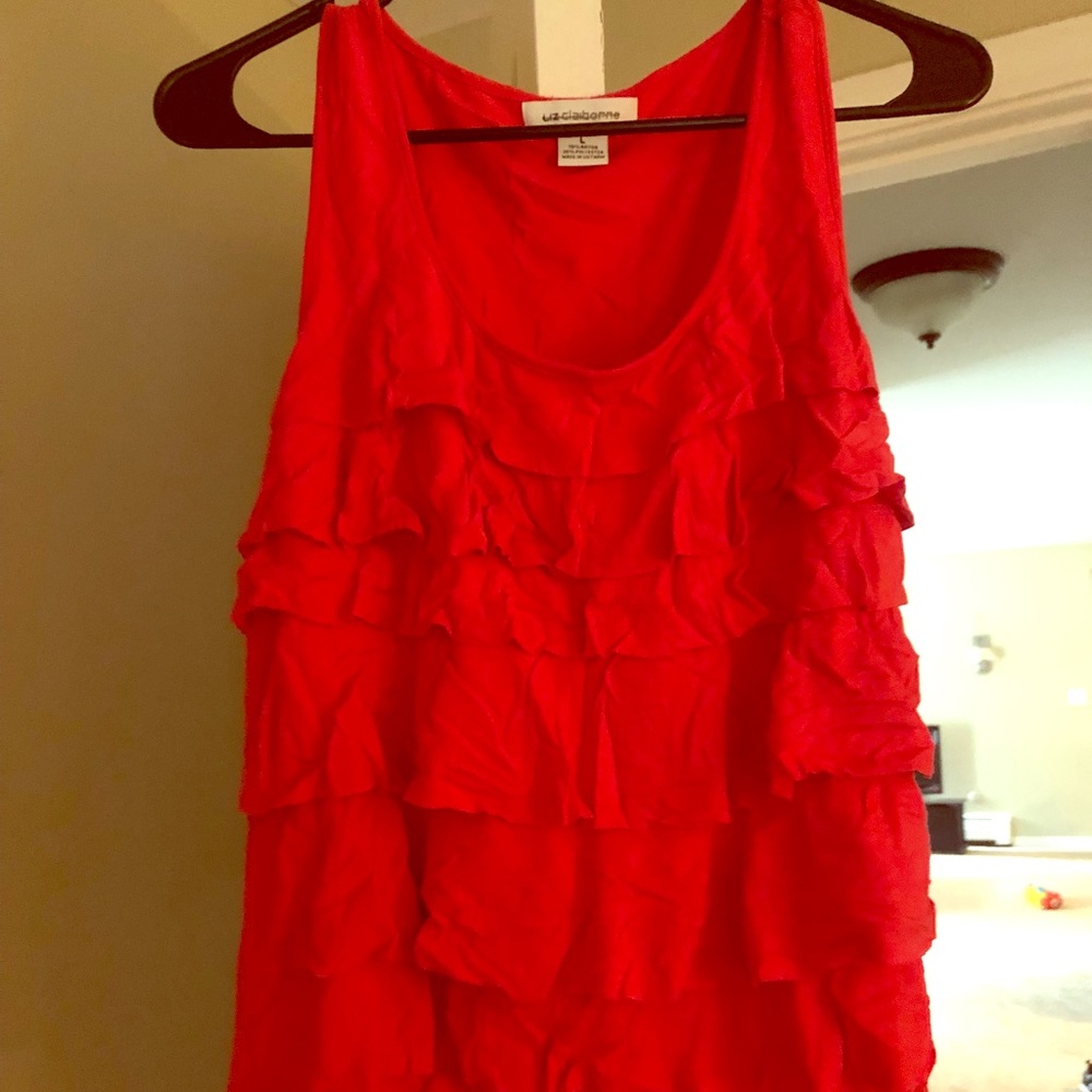 Pink ruffle tank